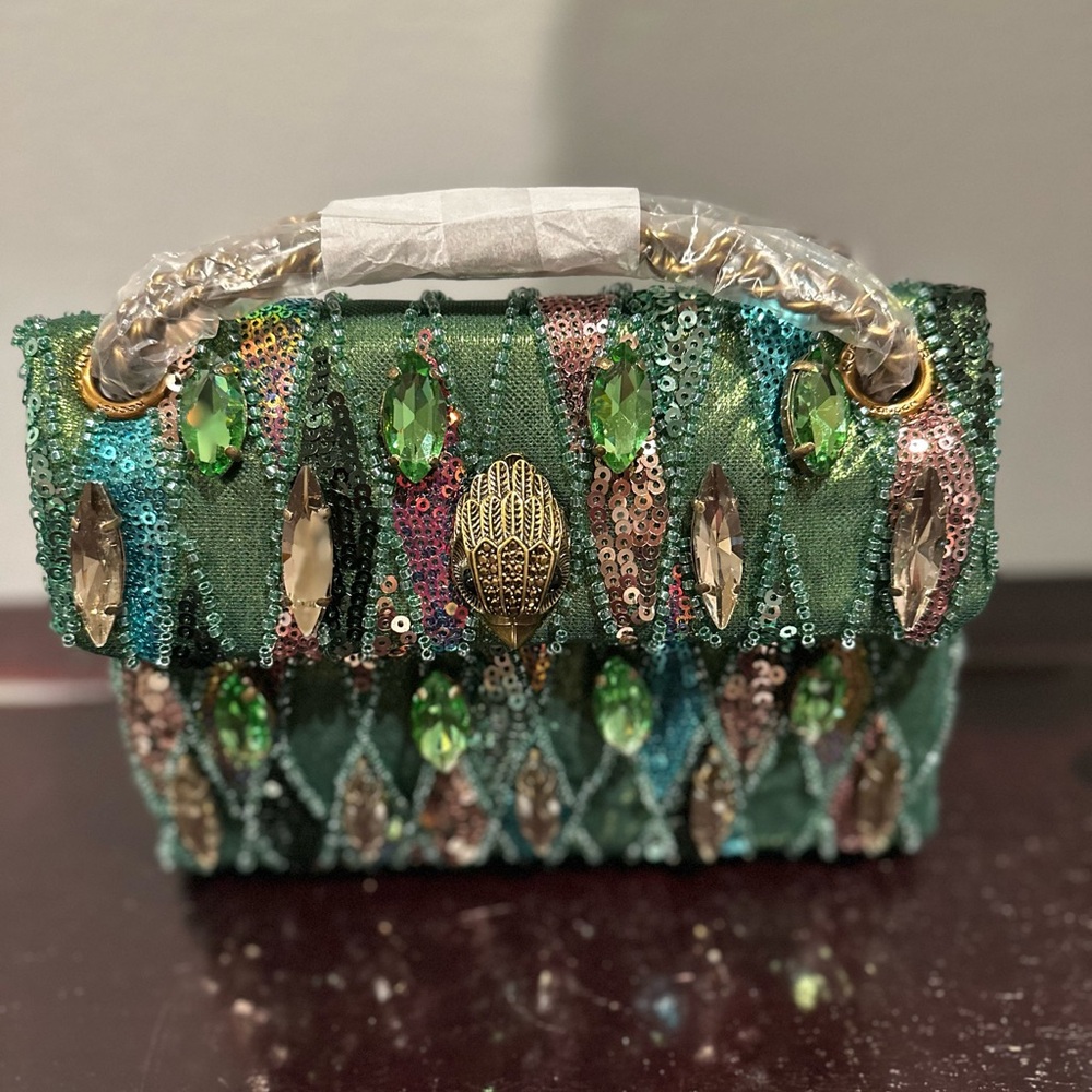 Kurt Geiger Green Sequin & Jewel Embellished Top Handle Bag! FIRM PRICE. Dropped - Picture 2 of 8